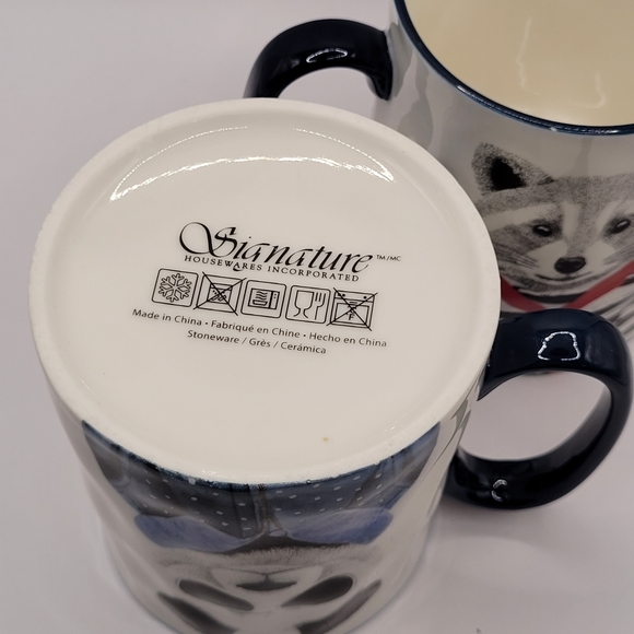 Signature Hipster Animal Mug Set of 2 Panda Raccoon - Picture 5 of 7
